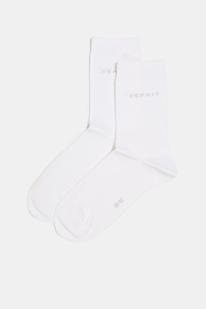 Set van 2 paar sokken met gebreid logo, organic cotton, WHITE, detail image number 2