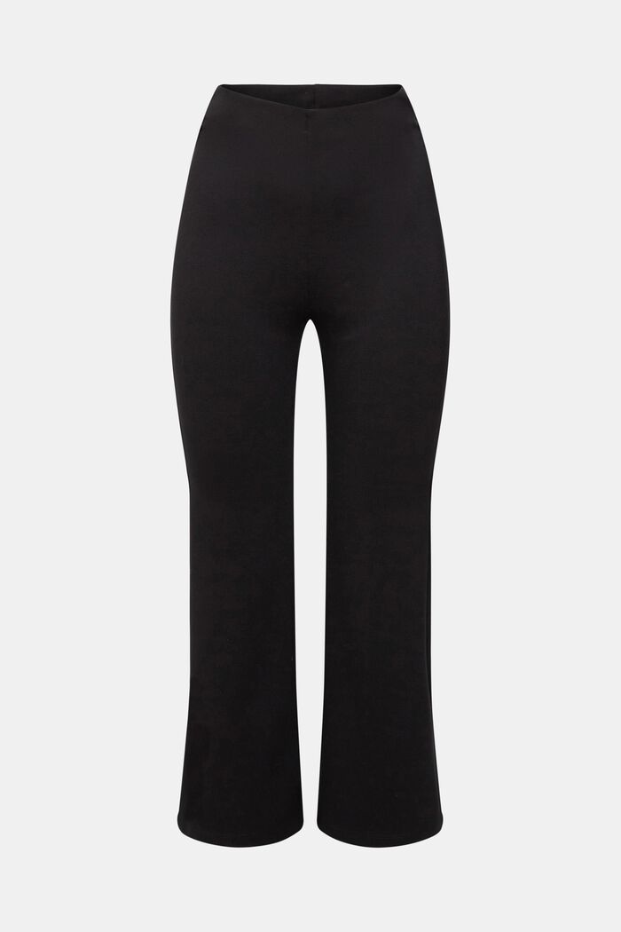 Jersey broek met hoge taille en cropped pijpen, BLACK, detail image number 6