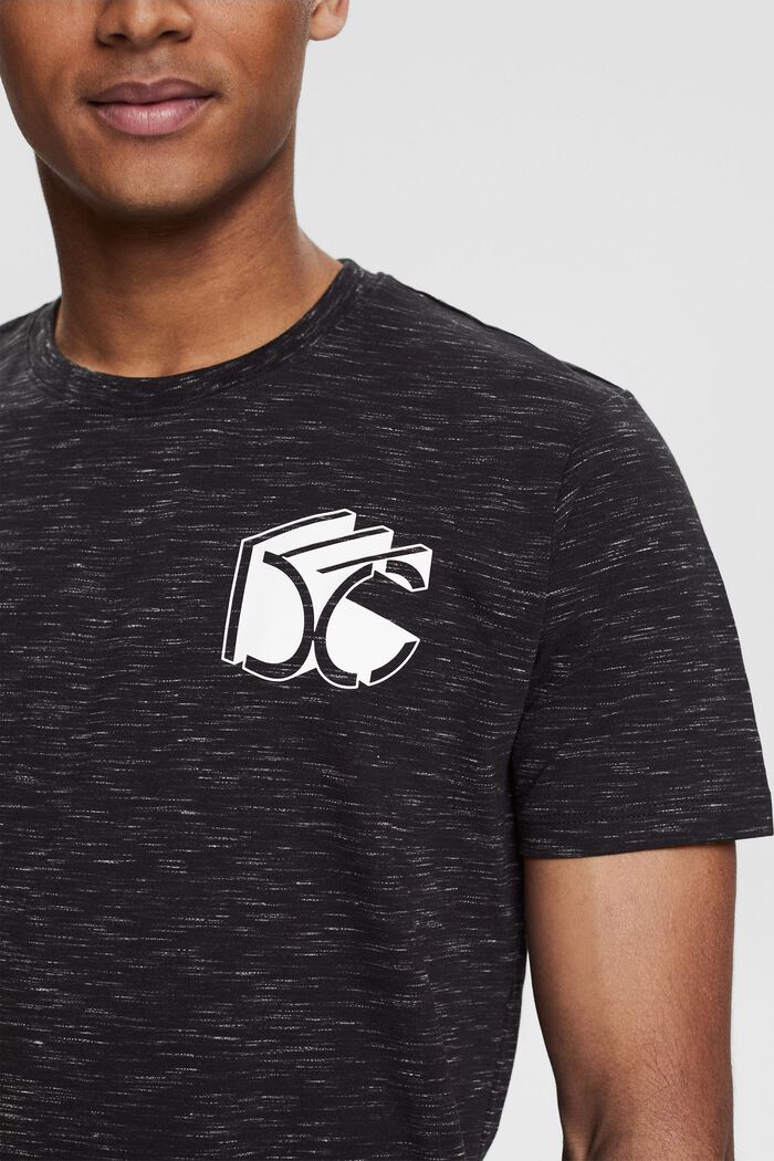 Gemêleerd jersey T-shirt met 3D-logoprint, BLACK, detail image number 1