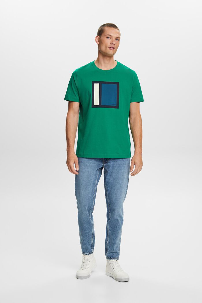 Grafisch T-shirt van katoen-jersey, DARK GREEN, detail image number 1