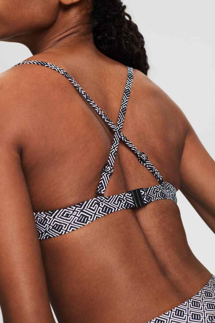 Gewatteerde bikinitop met beugels en print, BLACK, detail image number 1