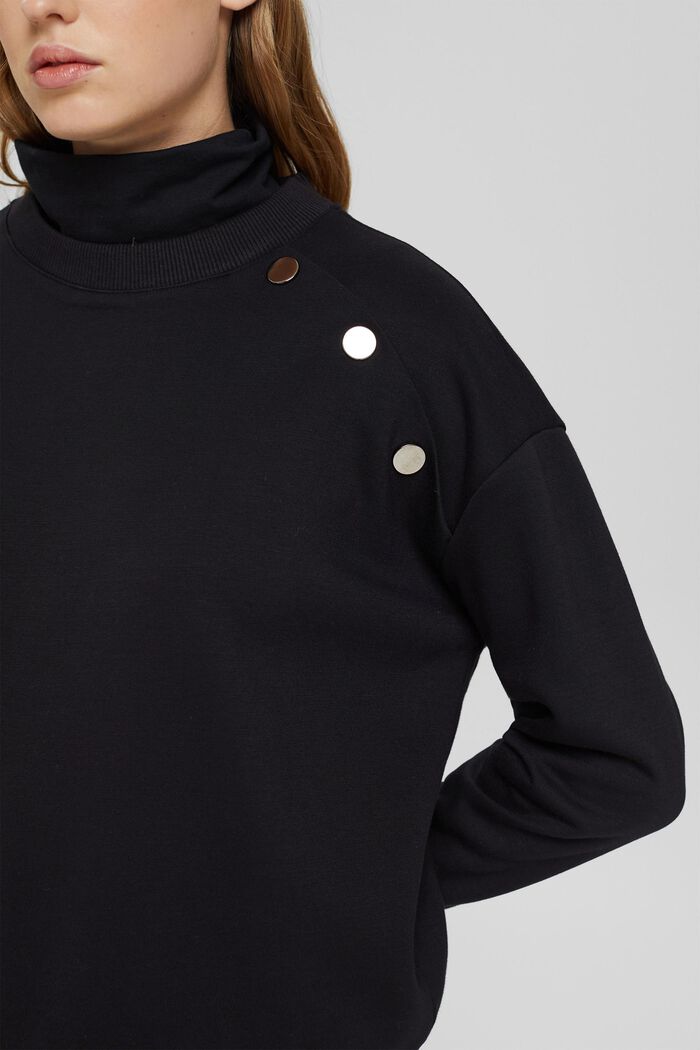 Sweatshirt met knoopdetail, BLACK, detail image number 2