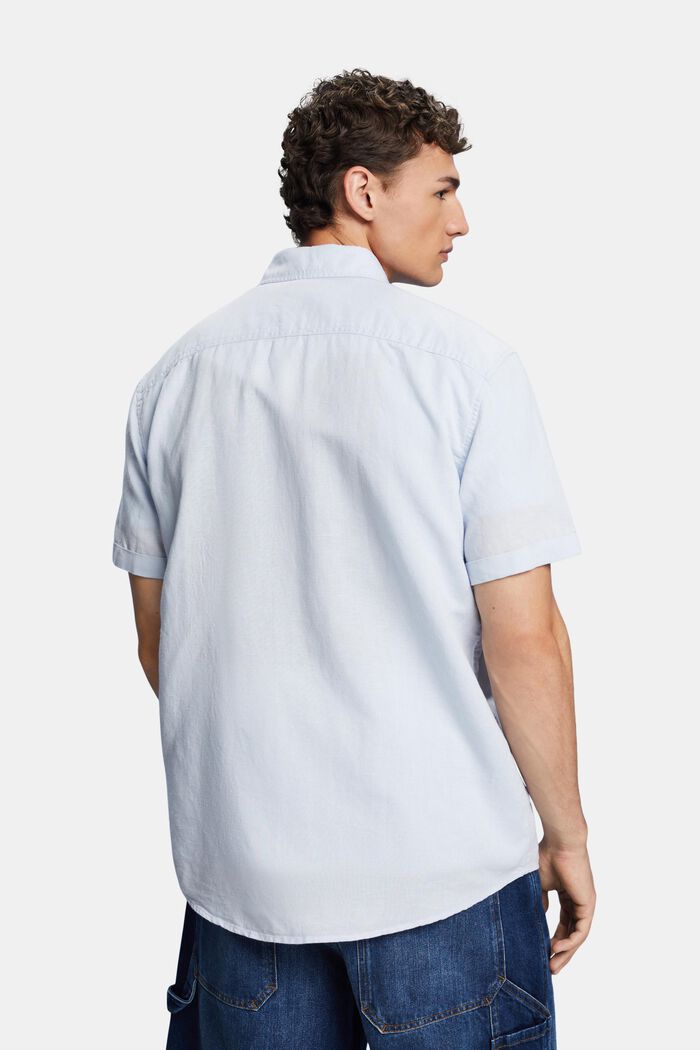 Shirt met korte mouwen van een linnen-katoenmix, LIGHT BLUE, detail image number 3