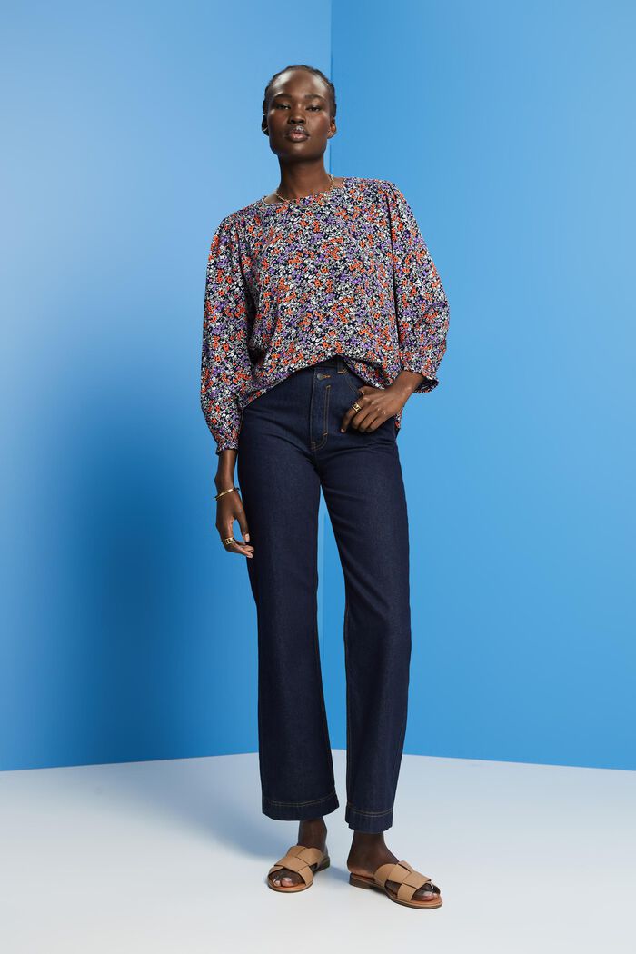 Gebloemde blouse met 3/4-mouwen, NAVY BLUE, detail image number 5