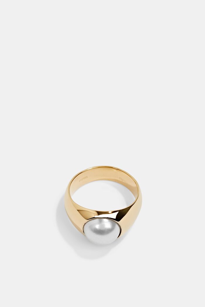 Ring met sierparel, edelstaal, GOLD, detail image number 0
