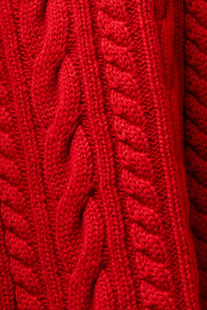 Kabelgebreid vest van organic cotton, DARK RED, detail image number 5