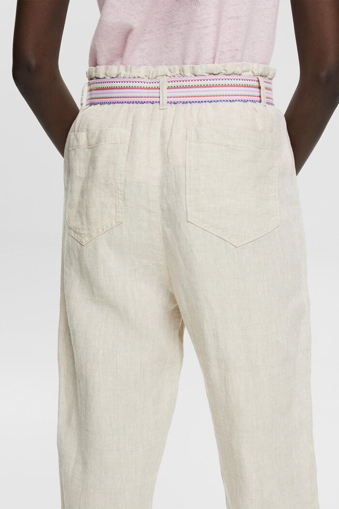 Van linnen: broek met kleurrijke ceintuur, LIGHT TAUPE, detail image number 2