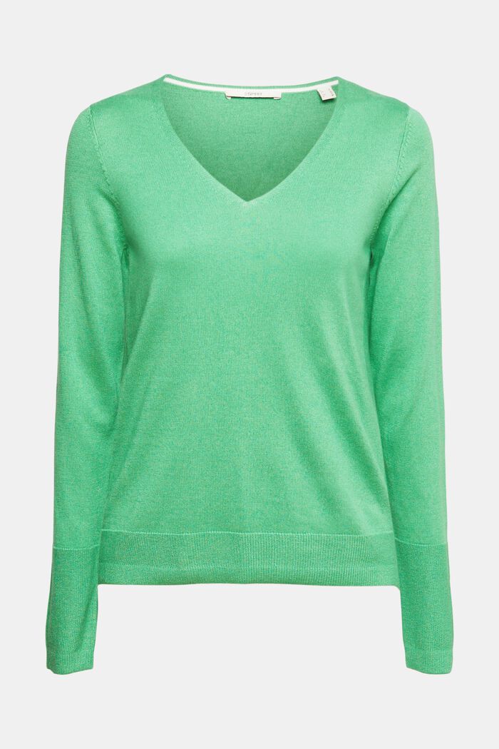 Sweater met V-hals, GREEN, detail image number 2