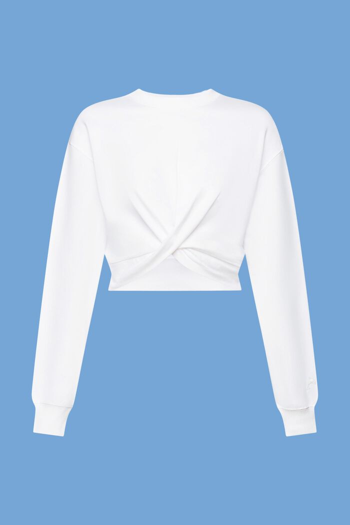 Cropped sweatshirt met geknoopt detail, WHITE, detail image number 7