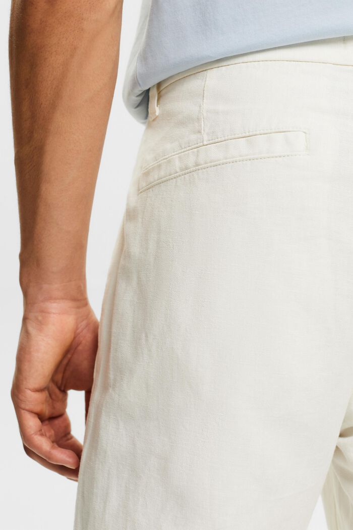 Rechtlijnige broek van linnen en katoen, OFF WHITE, detail image number 3