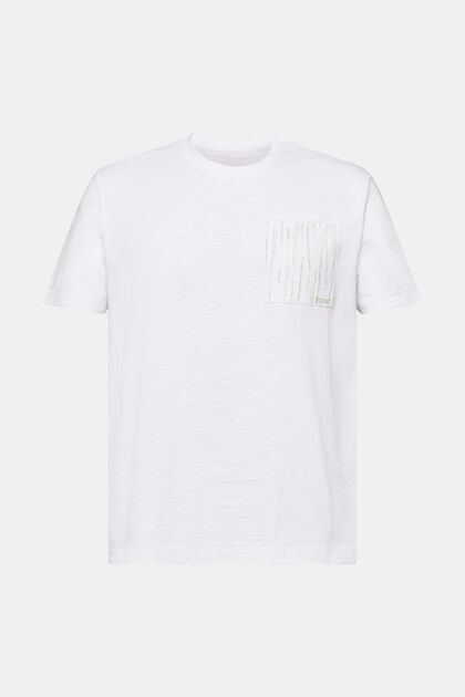 T-shirt van slubkatoen met zak met logo