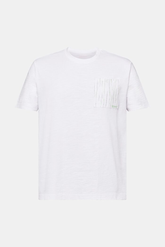 T-shirt van slubkatoen met zak met logo, WHITE, detail image number 6
