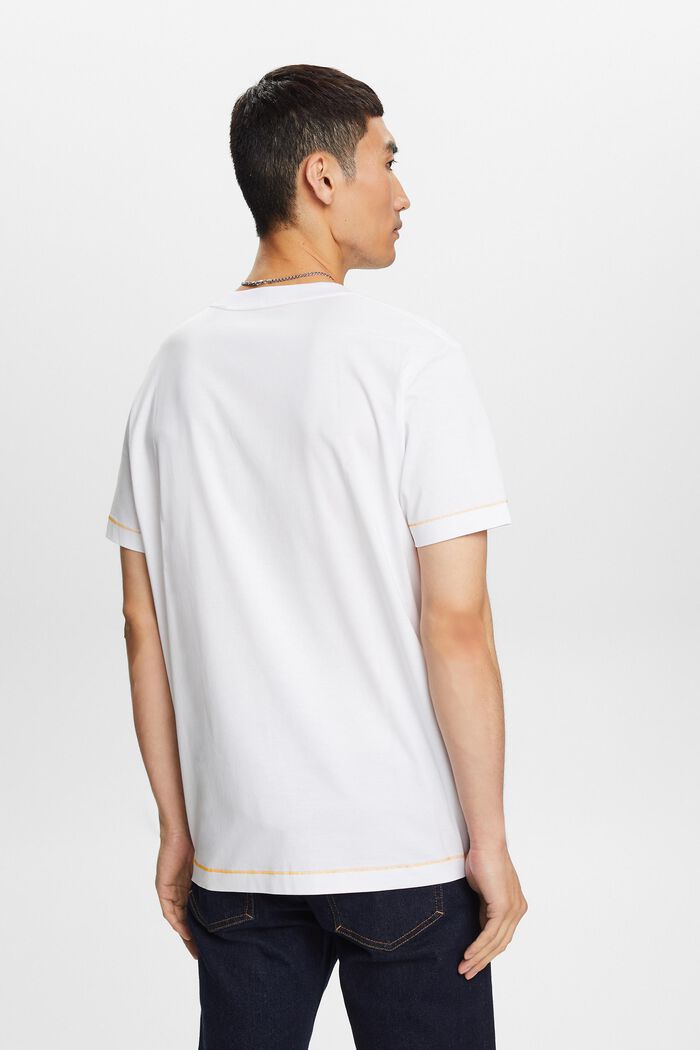 Jersey T-shirt met ronde hals, 100% katoen, WHITE, detail image number 3
