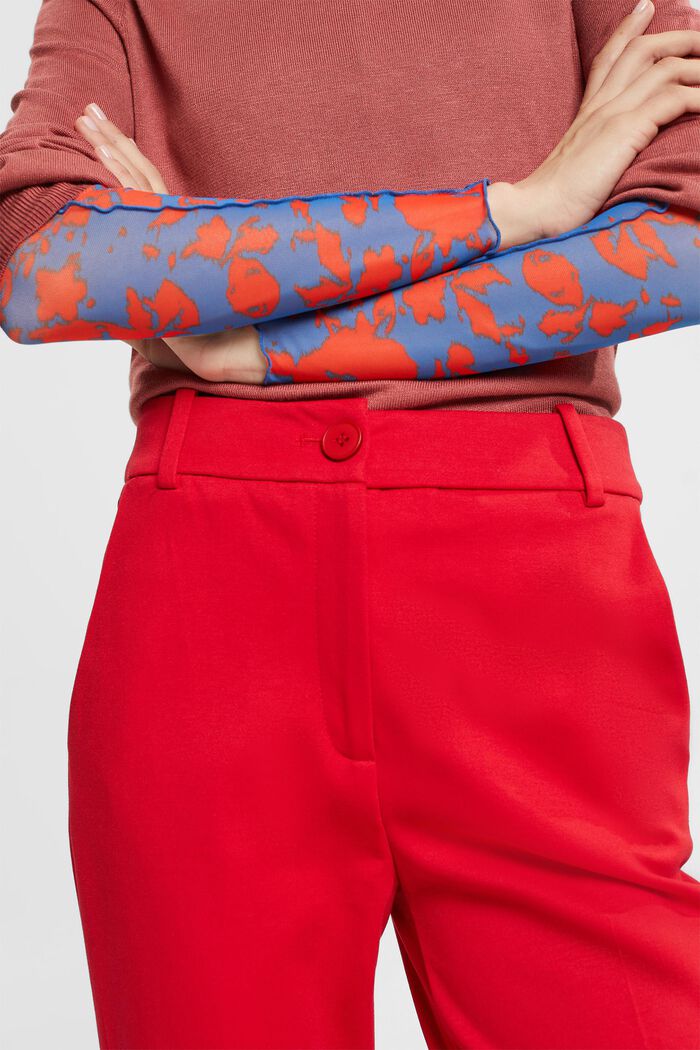 Elastische bootcut-broek met hoge taille, DARK RED, detail image number 2