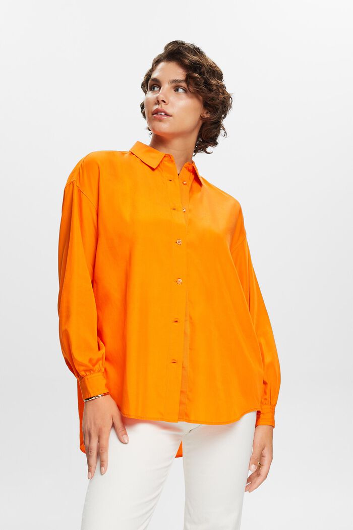 Oversized overhemdblouse, BRIGHT ORANGE, detail image number 0