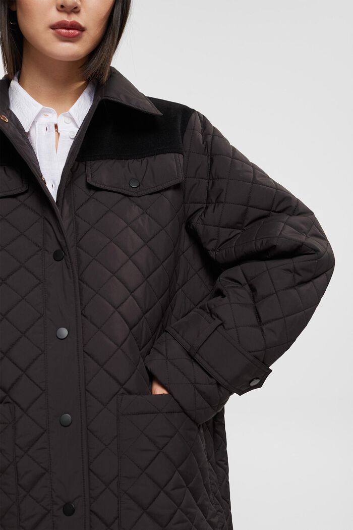 Lange gewatteerde mantel, BLACK, detail image number 2