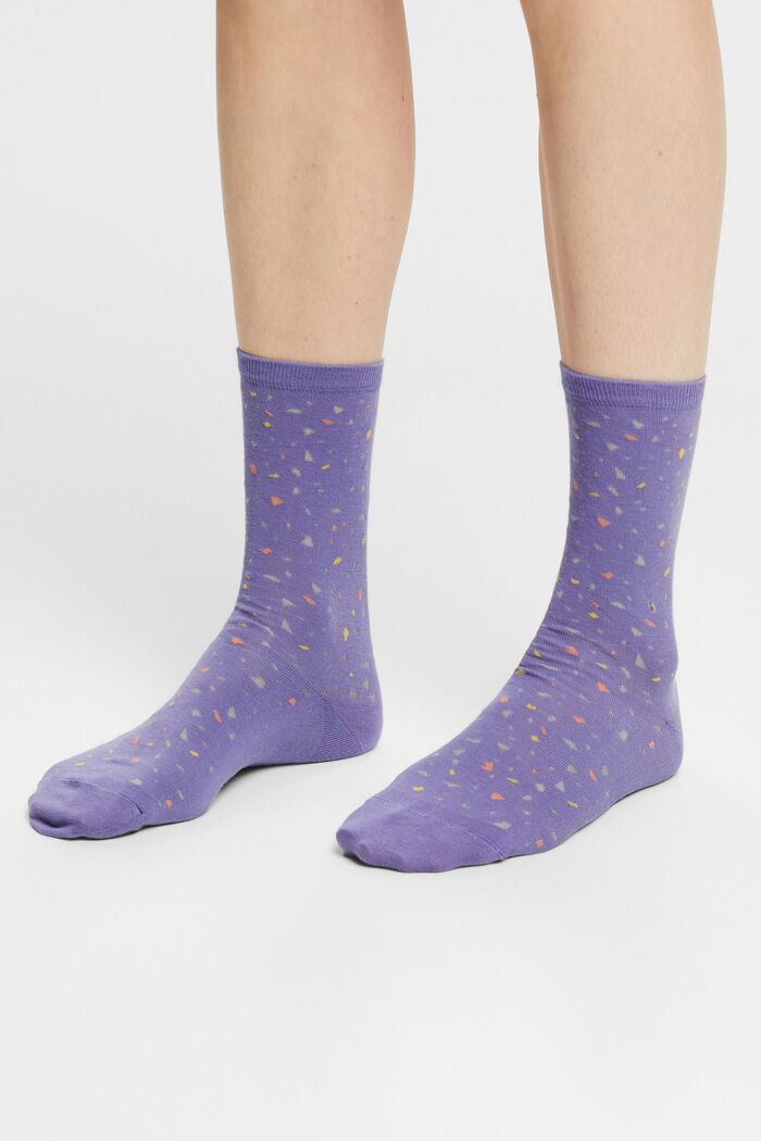 Gebreide sokken met print, LILAC, detail image number 1