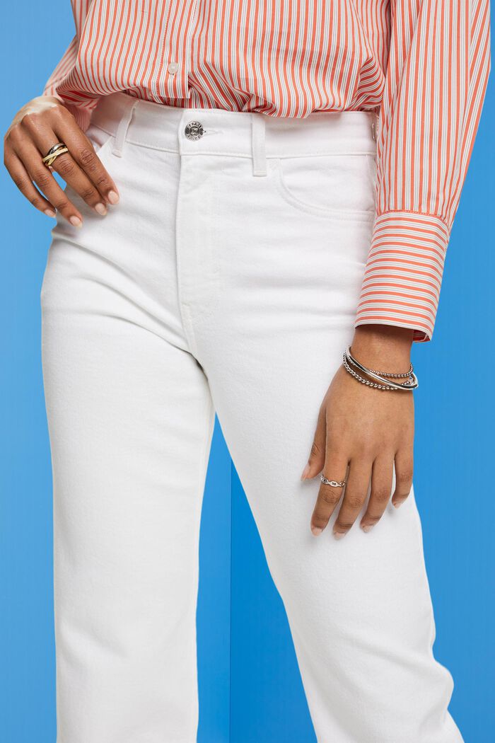 High-rise jeans met rechte pijpen, WHITE, detail image number 2
