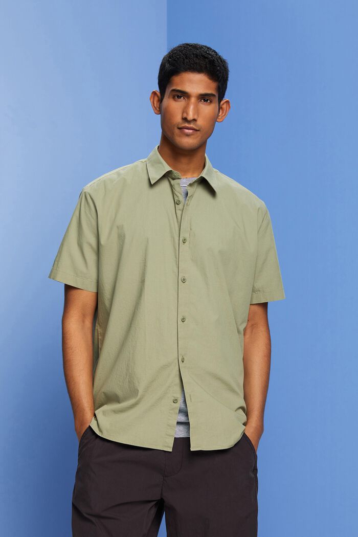 Buttondown-overhemd met korte mouwen, LIGHT KHAKI, detail image number 0