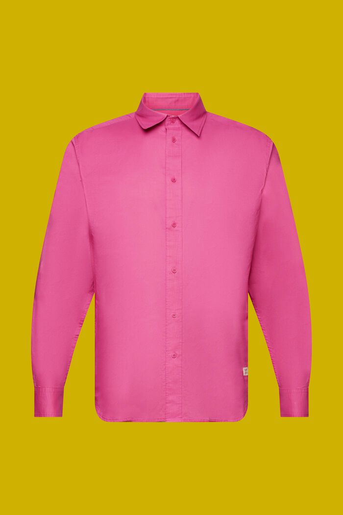 Effen overhemd met lange mouwen, 100% katoen, DARK PINK, detail image number 5