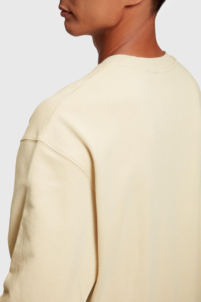 Sweatshirt met label en flockprint, BEIGE, detail image number 1