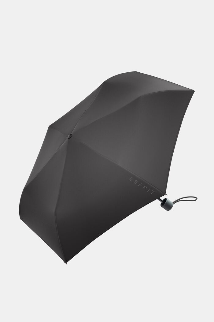 Opvouwbare, zwarte paraplu met logoprint, BLACK, detail image number 0