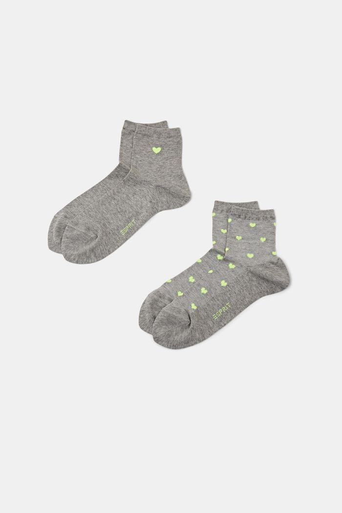Set van 2 paar sokken met hartjesprint, LIGHT GREY, detail image number 0