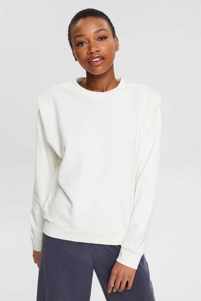 Gerecycled: sweatshirt met schouderdetail, OFF WHITE, detail image number 0