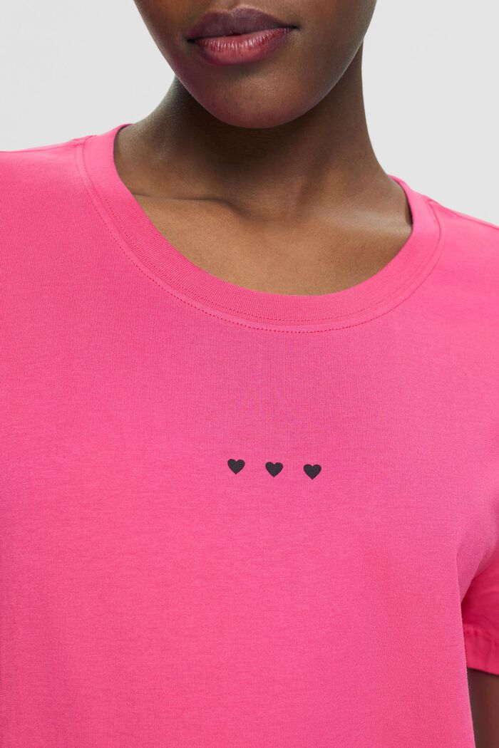 T-shirt met hartprint, PINK FUCHSIA, detail image number 2