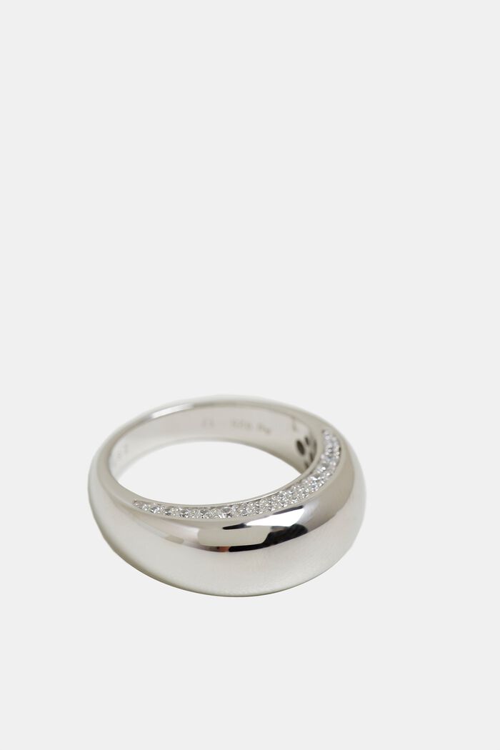 Statement ring met zirkonia, van edelstaal, SILVER, detail image number 1