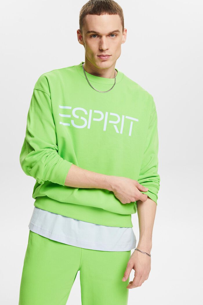 Sweatshirt met logo en ronde hals, CITRUS GREEN, detail image number 4
