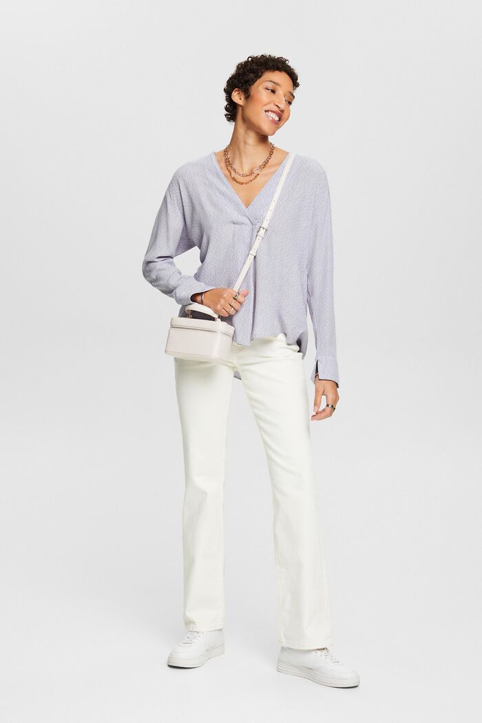 Crêpe blouse met V-hals en print, LIGHT BLUE LAVENDER, detail image number 1