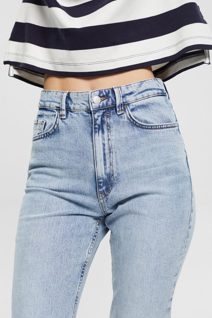 Cropped jeans van een katoenmix, BLUE LIGHT WASHED, detail image number 2
