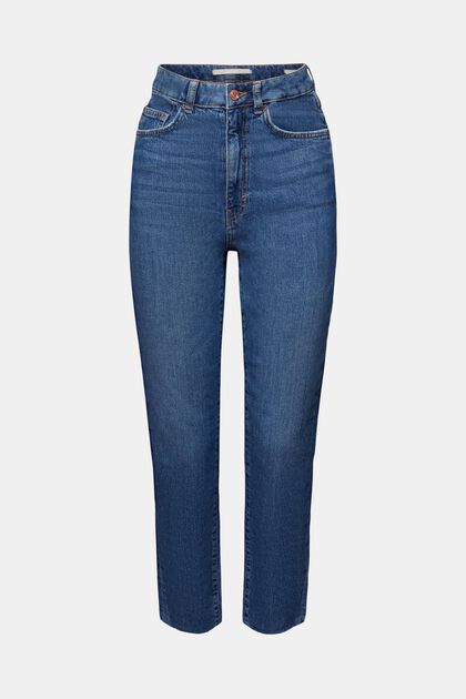 Jeans met extra hoge taille en rafelige zoom