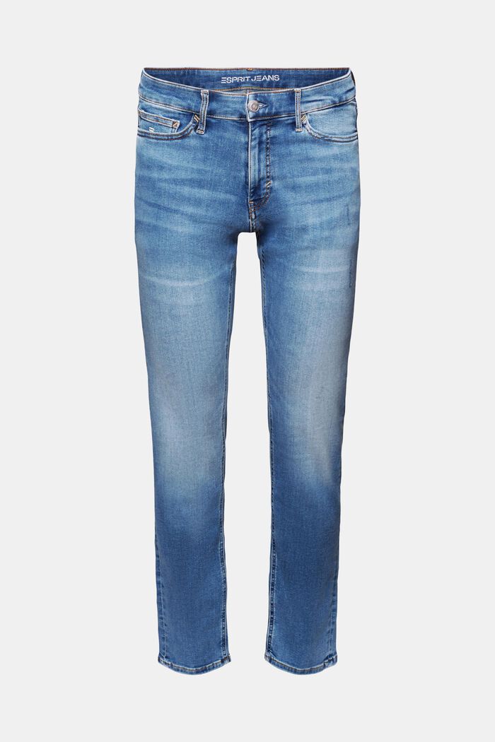 Slim fit jeans met middelhoge taille, BLUE LIGHT WASHED, detail image number 7