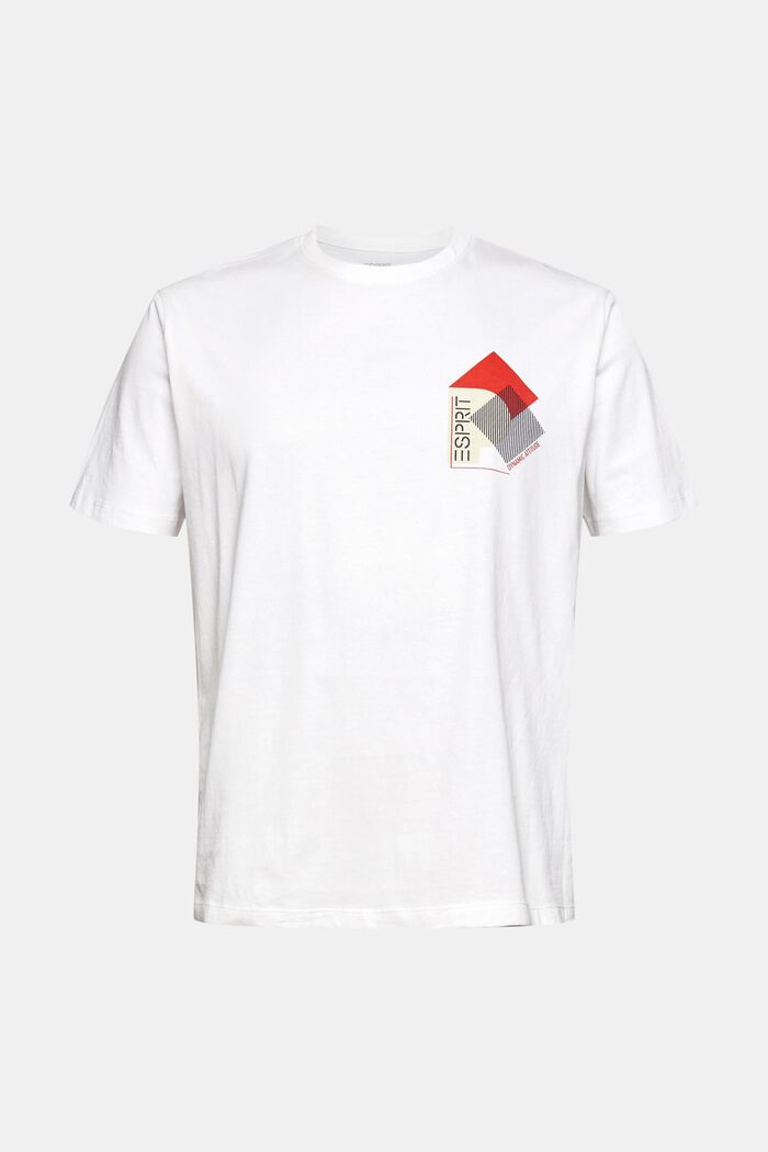 Jersey T-shirt met print, biologisch katoen, WHITE, overview