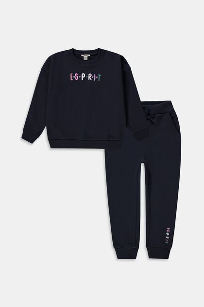 Set: sweatshirt en joggingbroek, 100% katoen, NAVY, overview