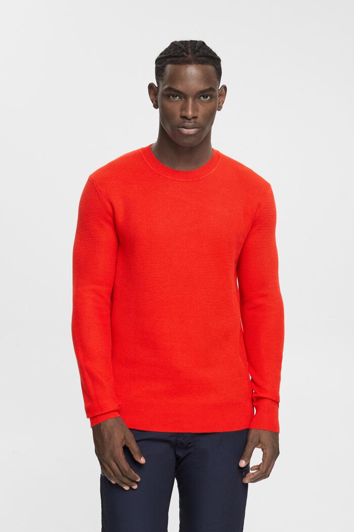Gestreepte sweater, RED, overview