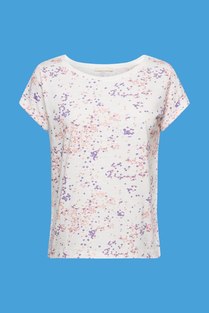 Katoenen shirt met bloemenprint, OFF WHITE, detail image number 5