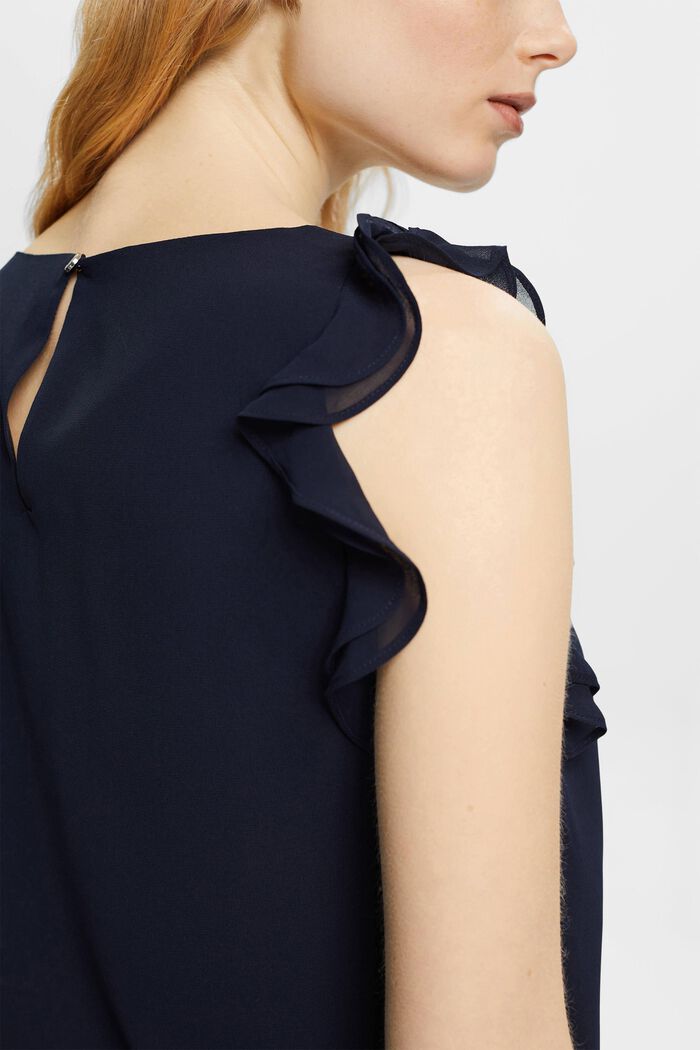 Chiffon blouse met ruches, NAVY, detail image number 2