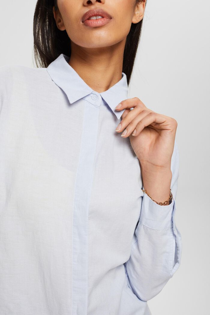Oversized blouse van een linnenmix, LIGHT BLUE, detail image number 0