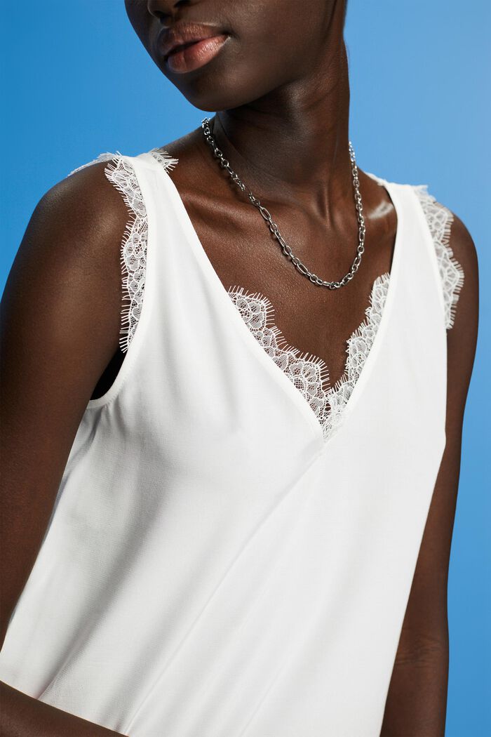 Mouwloze blouse met kanten randje, WHITE, detail image number 2