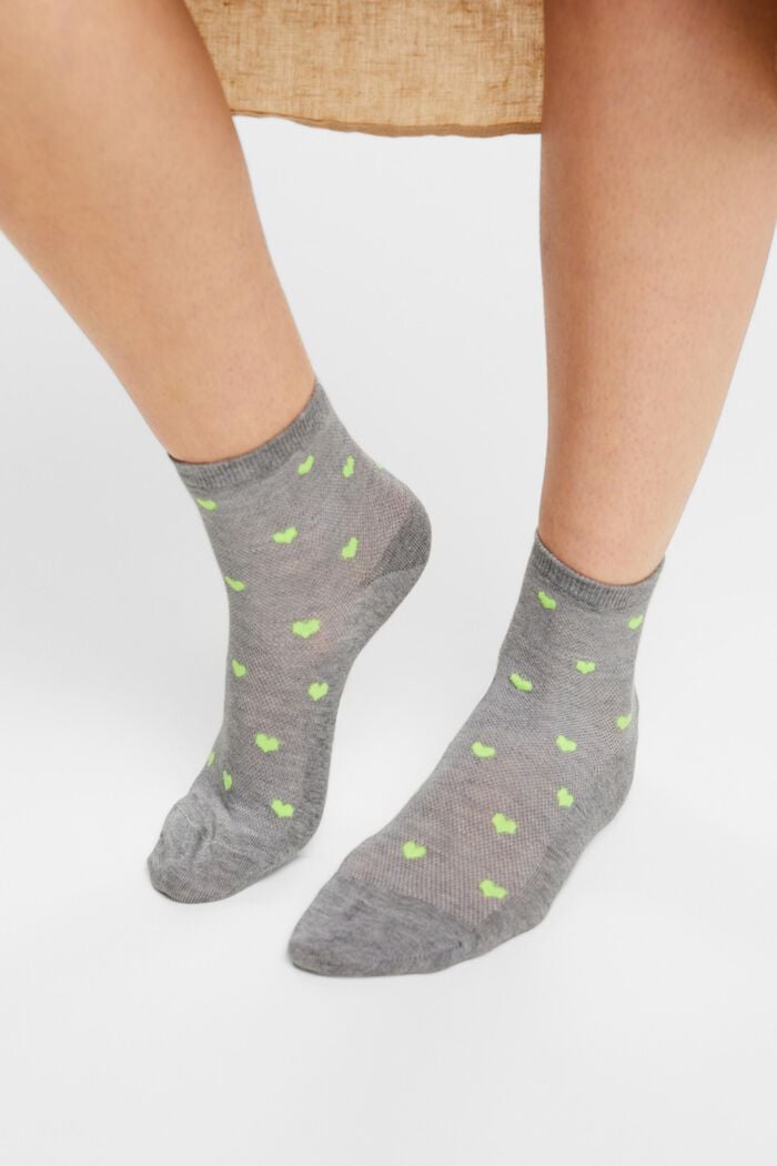 Set van 2 paar sokken met hartjesprint, LIGHT GREY, detail image number 1