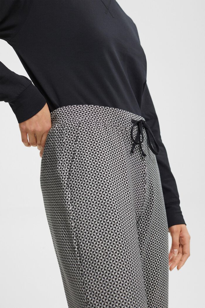 Jersey broek met print en kant, BLACK, detail image number 2