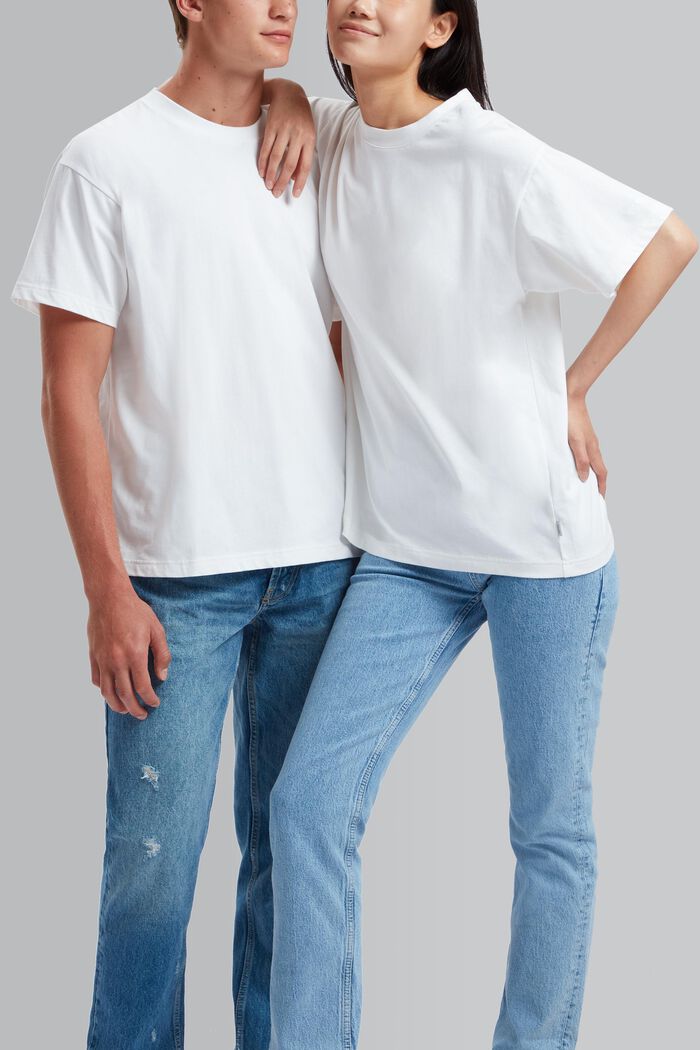 Uniseks T-shirt met print op de rug, WHITE, overview