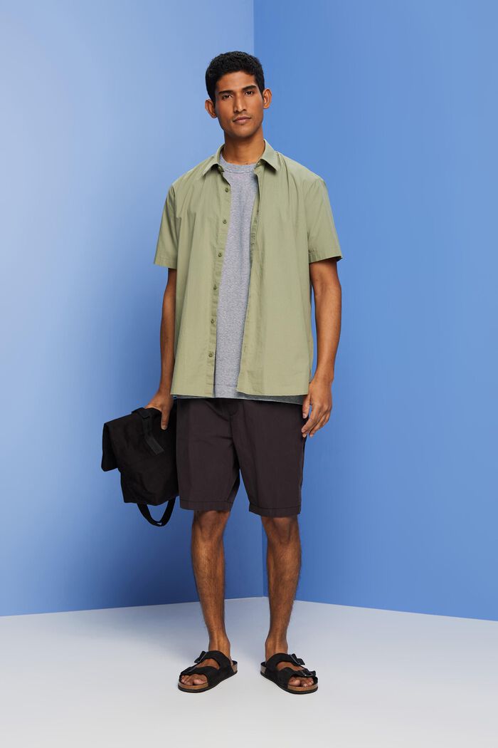 Buttondown-overhemd met korte mouwen, LIGHT KHAKI, detail image number 1