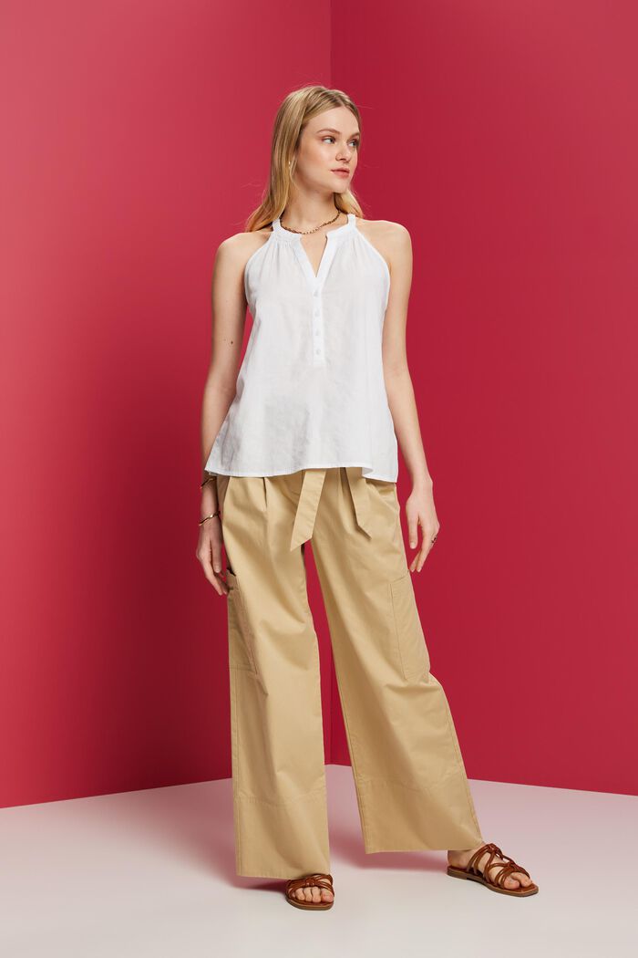 Mouwloze blouse, 100% katoen, WHITE, detail image number 4