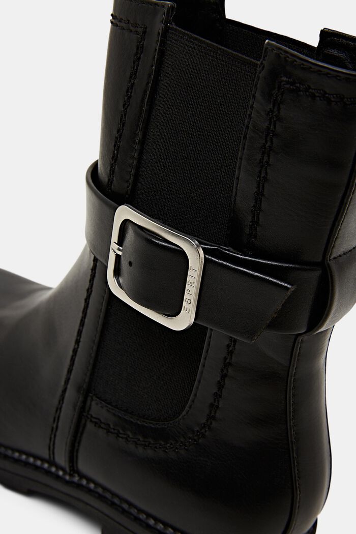 Chelsea boots van imitatieleer met gespdetail, BLACK, detail image number 3