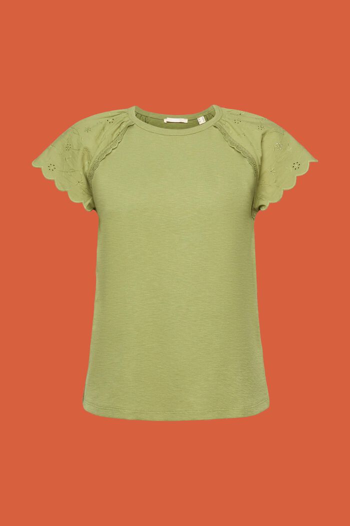 T-shirt van een materiaalmix, PISTACHIO GREEN, detail image number 6