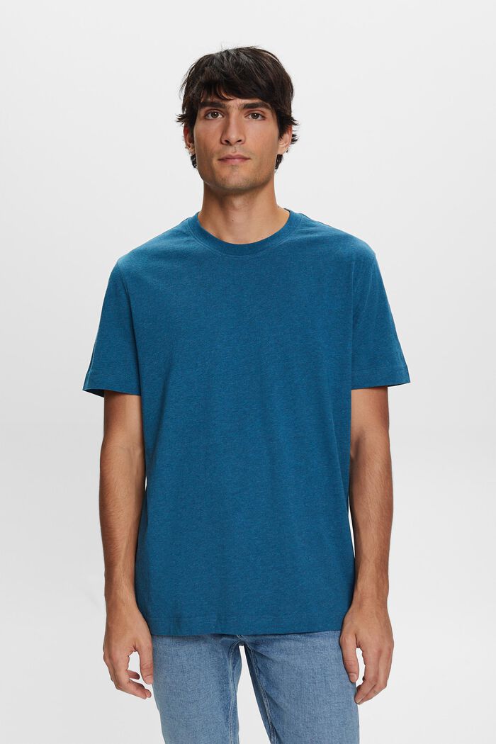 T-shirt met ronde hals, 100% katoen, GREY BLUE, detail image number 0